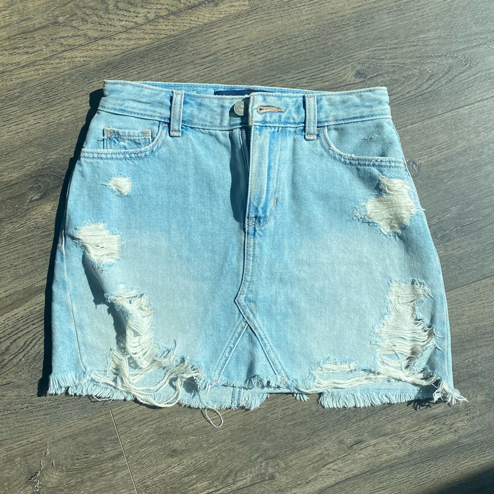 High Rise Denim Mini Skirt